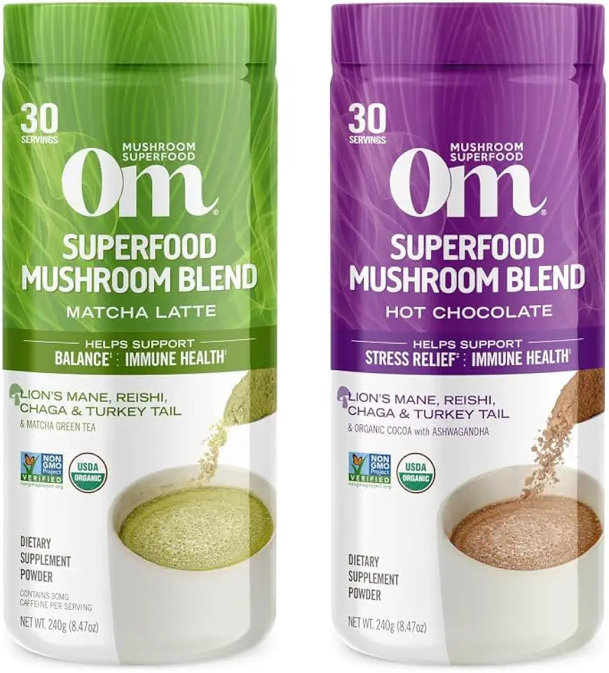 Matcha Latte Mushroom Powder and Hot Chocolate Mushroom Powder Bundle D142