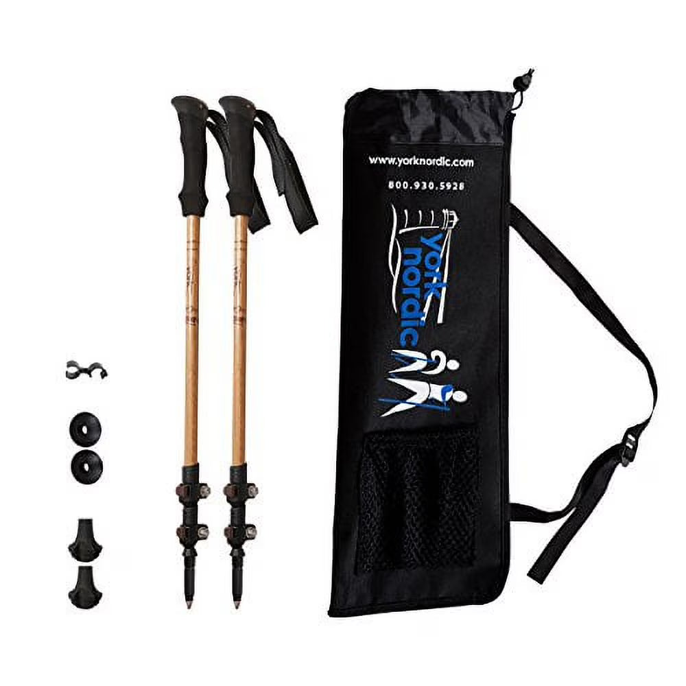 Bamboo & Carbon Fiber Walking Poles - 2 Pack - 6.8 oz Ultralight Collapsible Hiking Poles U54030