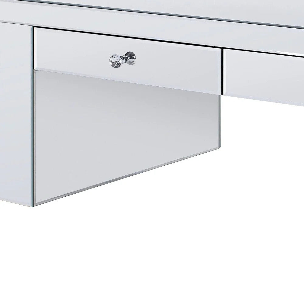 48" Silver Mirrored Coffee Table with Two Drawers D763039