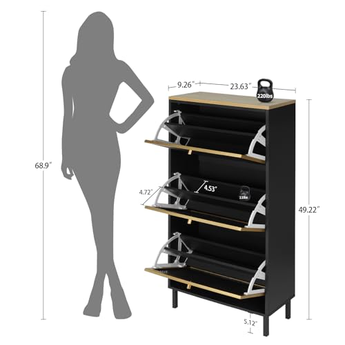 Natural Rattan Shoe Cabinet with 3 Flip Drawers P461