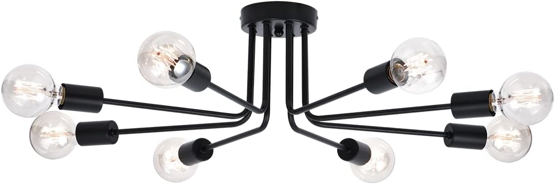 Brushed Nickel 6 Light Semi Flush Mount Ceiling Lamp B246
