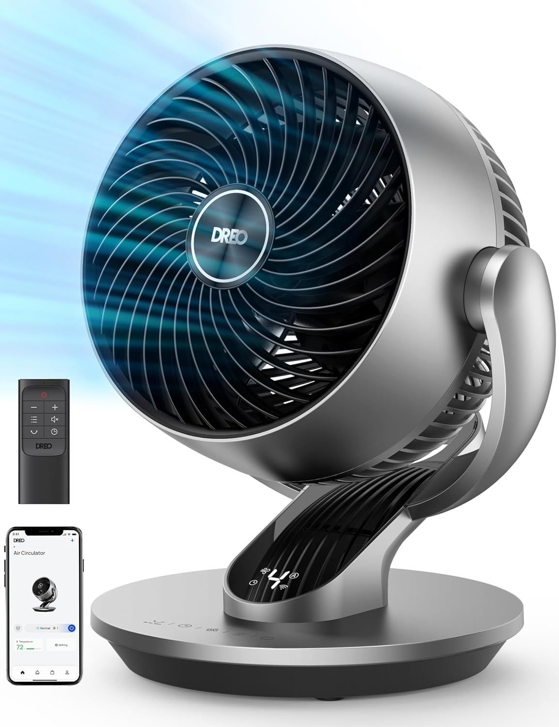 90° Oscillating Quiet Bladeless Tower Fan and 13" Table Fan Bundle with Remote R198