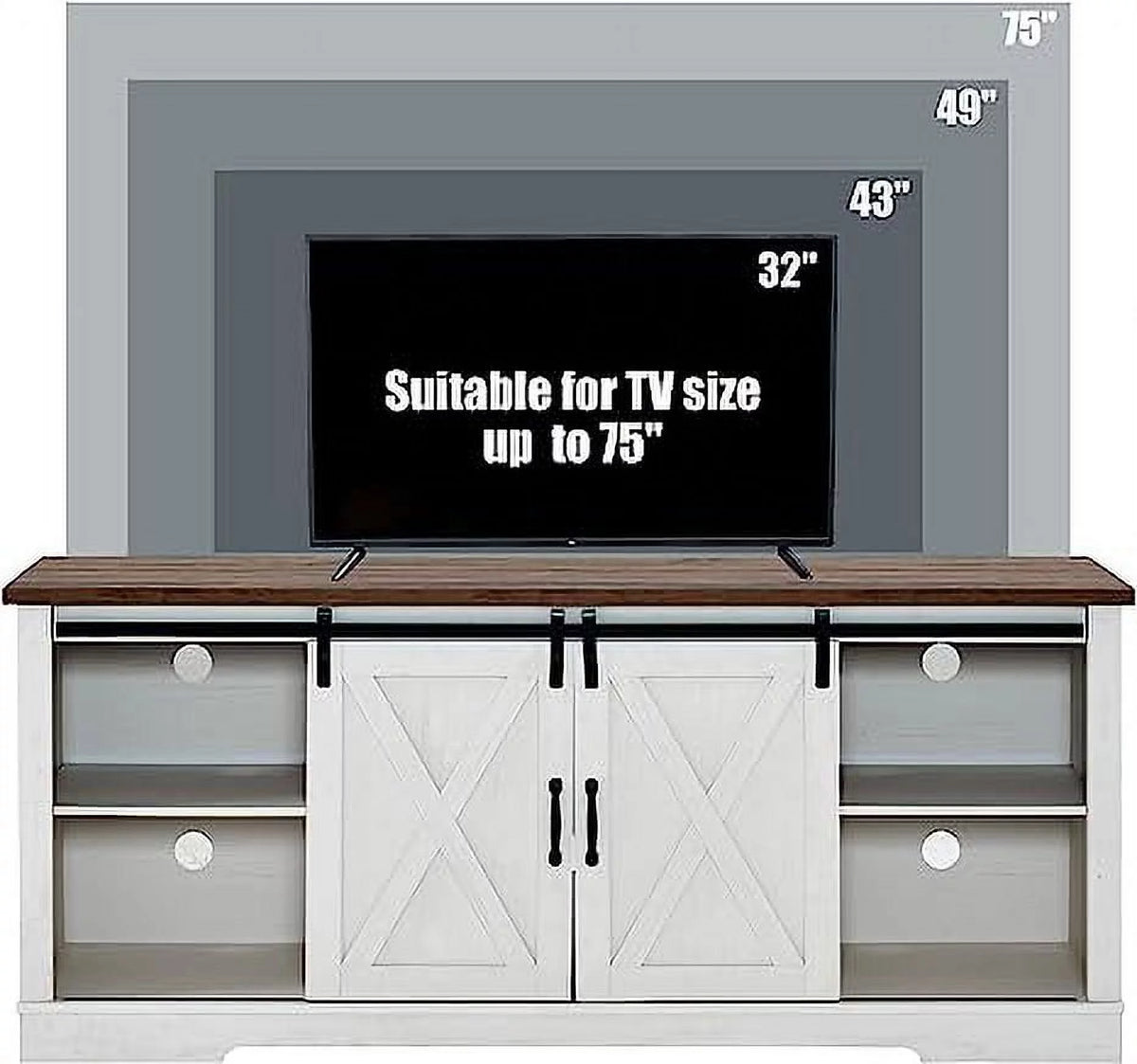 Farmhouse TV Stand for 75 Inches TVs C396