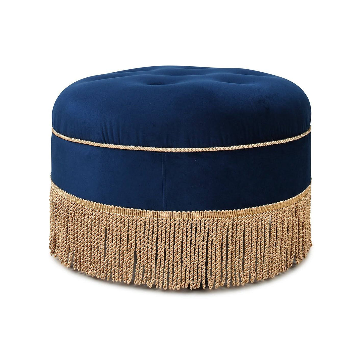 Off White Tufted Round Ottoman O287003