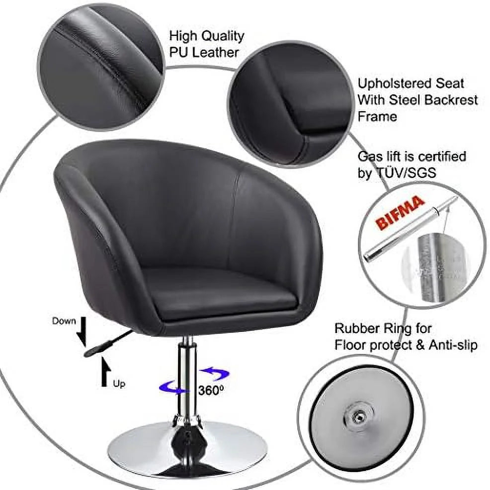 Black Jumbo Size PU Leather Round Swivel Chair A4292