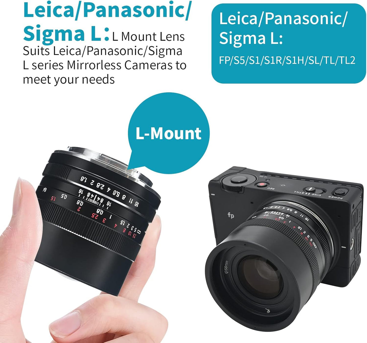 35mm F1.8 Full Frame Manual Prime Lens for L-Mount Mirrorless Camera F627