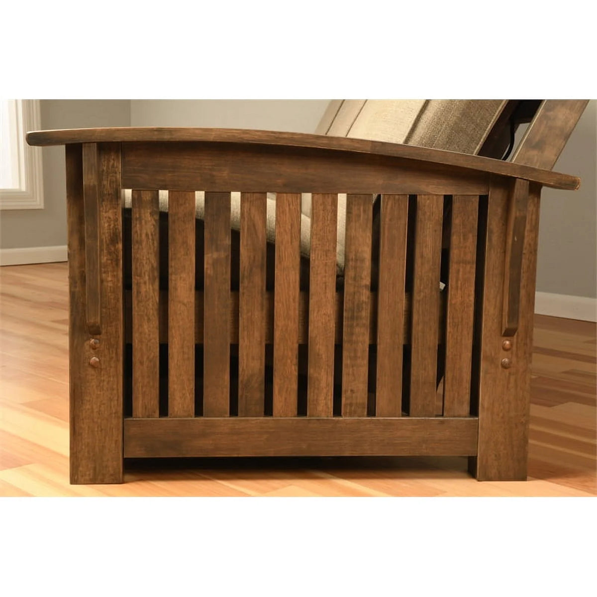 Rustic Walnut Brown Futon with Storage Drawers U6588
