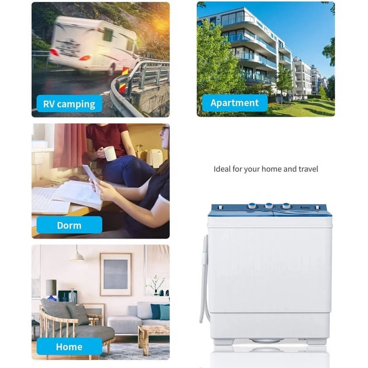 Semi-automatic Twin Tub Washing Machine, White&Blue F145734