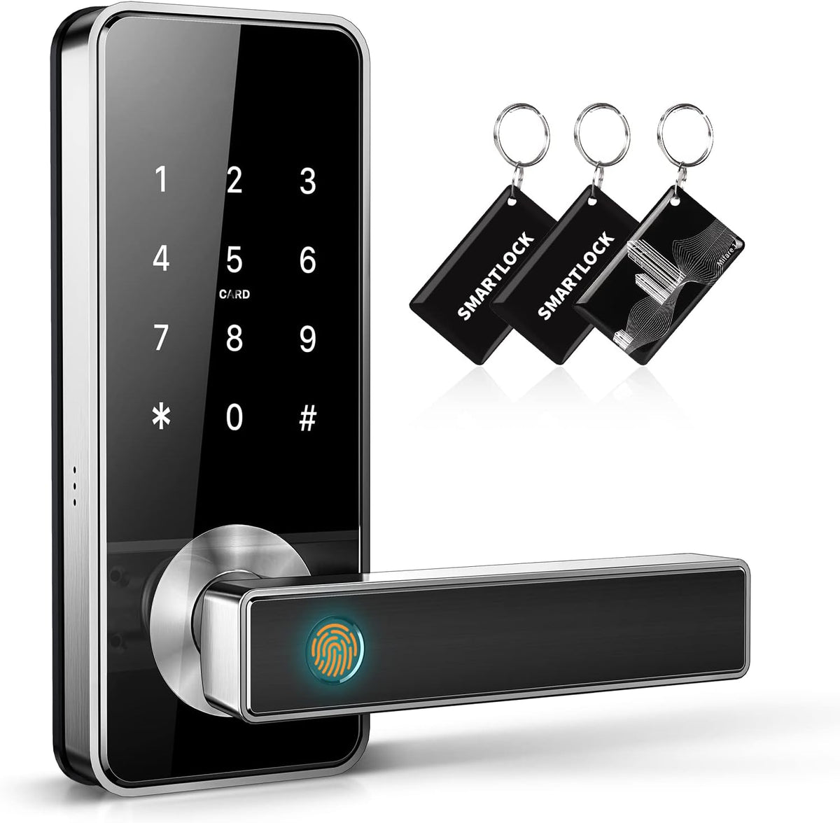 Black Fingerprint Digital Door Lock with Handle W444473