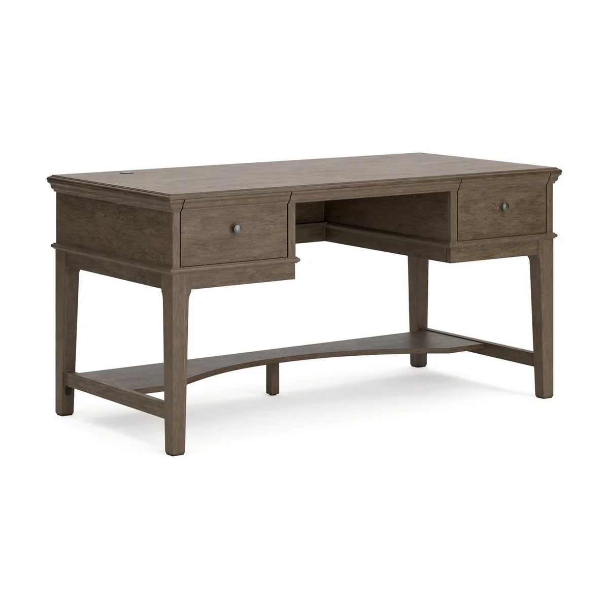 60 Inch Weathered Gray Wood Storage Desk with USB Ports Y663