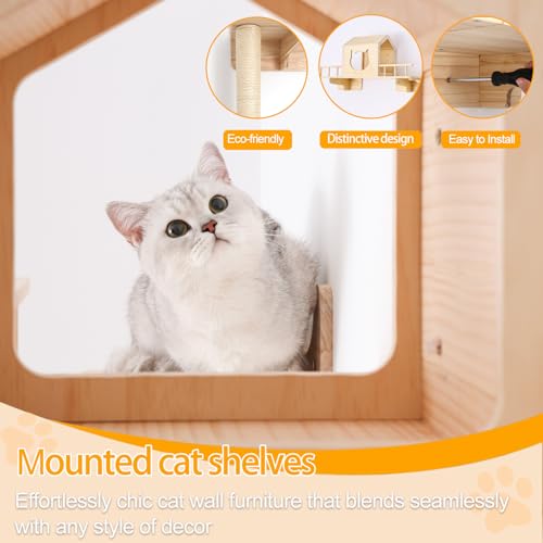 Cat Wall Shelves with 3 Steps H2940