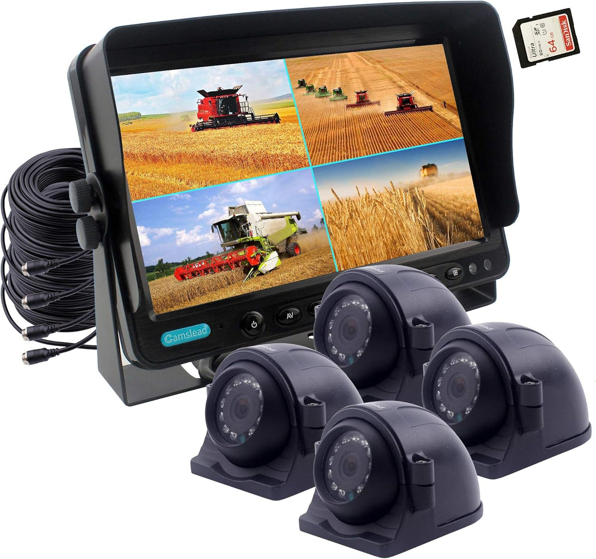 7 inch Backup Camera System with Quad Split Screen Monitor K395