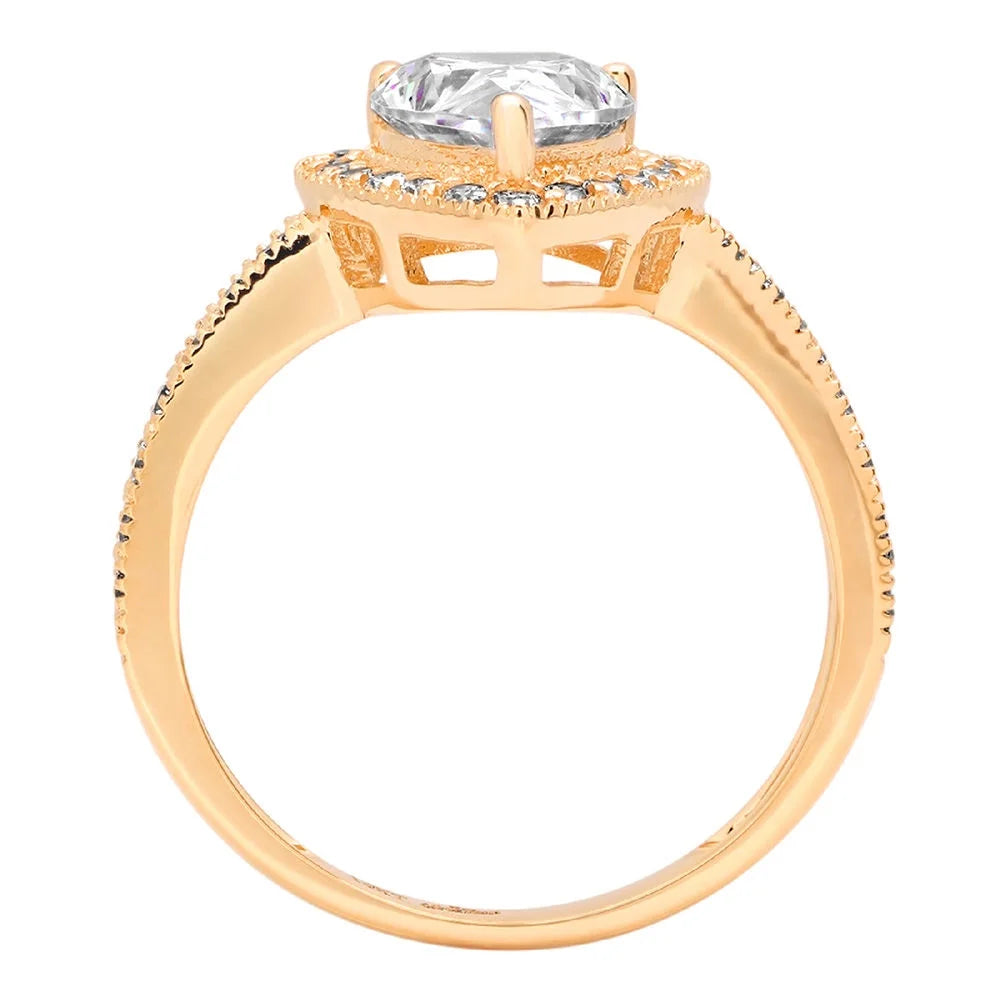 14K Yellow Gold Halo Engagement Ring With Diamond C605