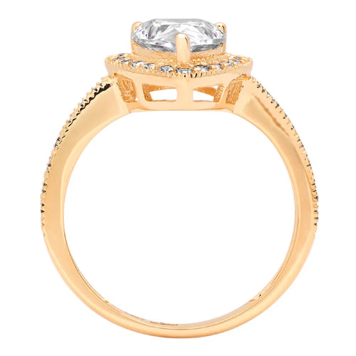 14K Yellow Gold Halo Engagement Ring With Diamond C605