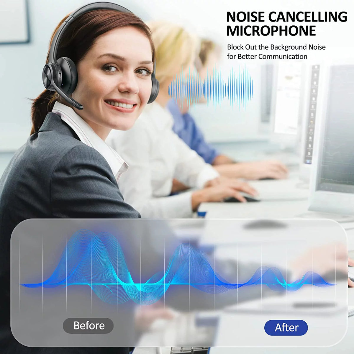 Bluetooth Headset V5.2 Wireless Headphones with Noise Cancelling Microphone H7104
