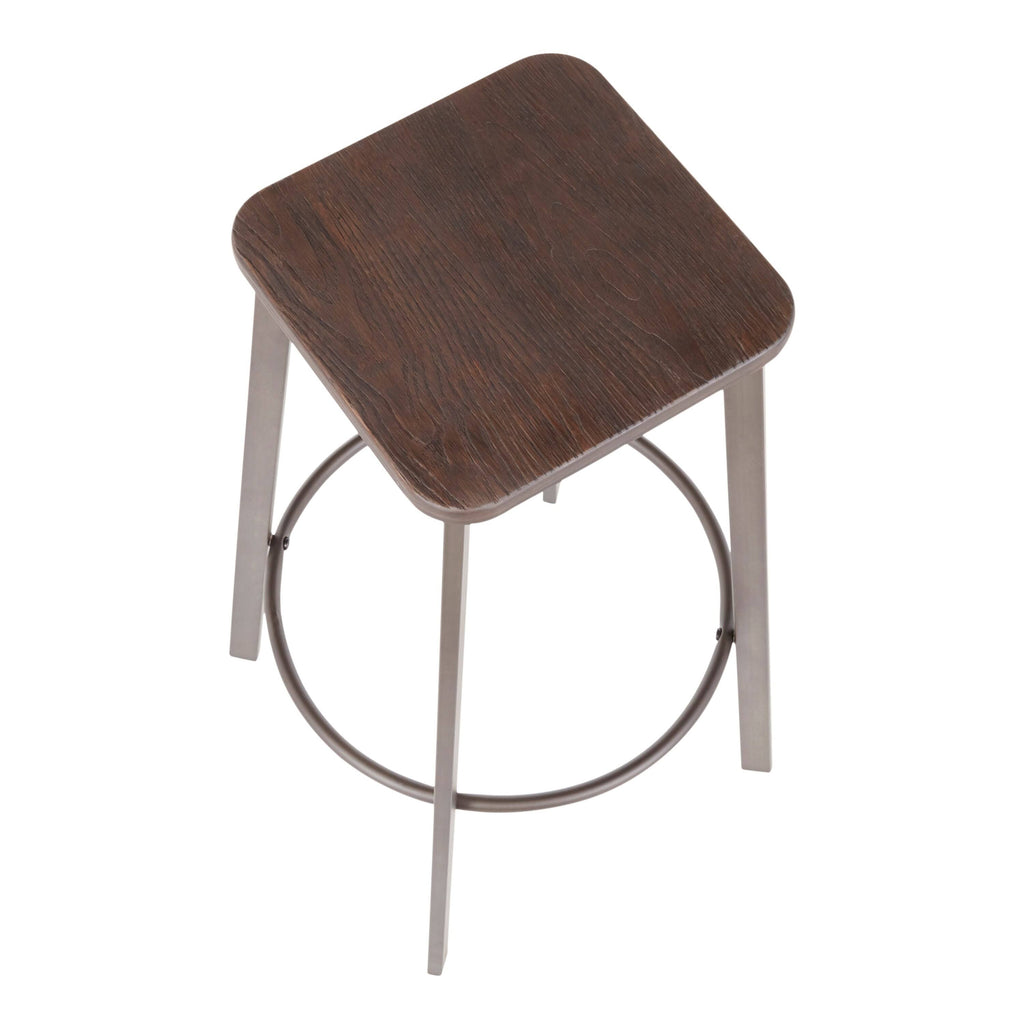 Set of 2 Square Industrial Bar Stools P573758