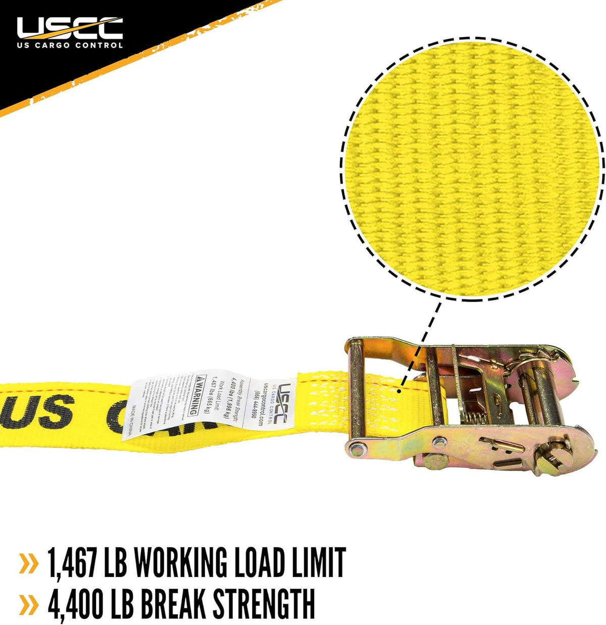 Yellow 2 Inch x 20 Foot Ratchet Straps 4 Pack N660