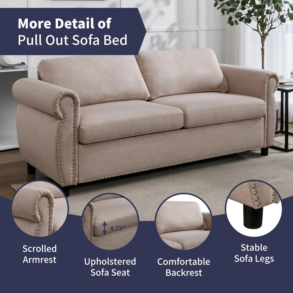 Queen Size Pull Out Sofa Bed U57684