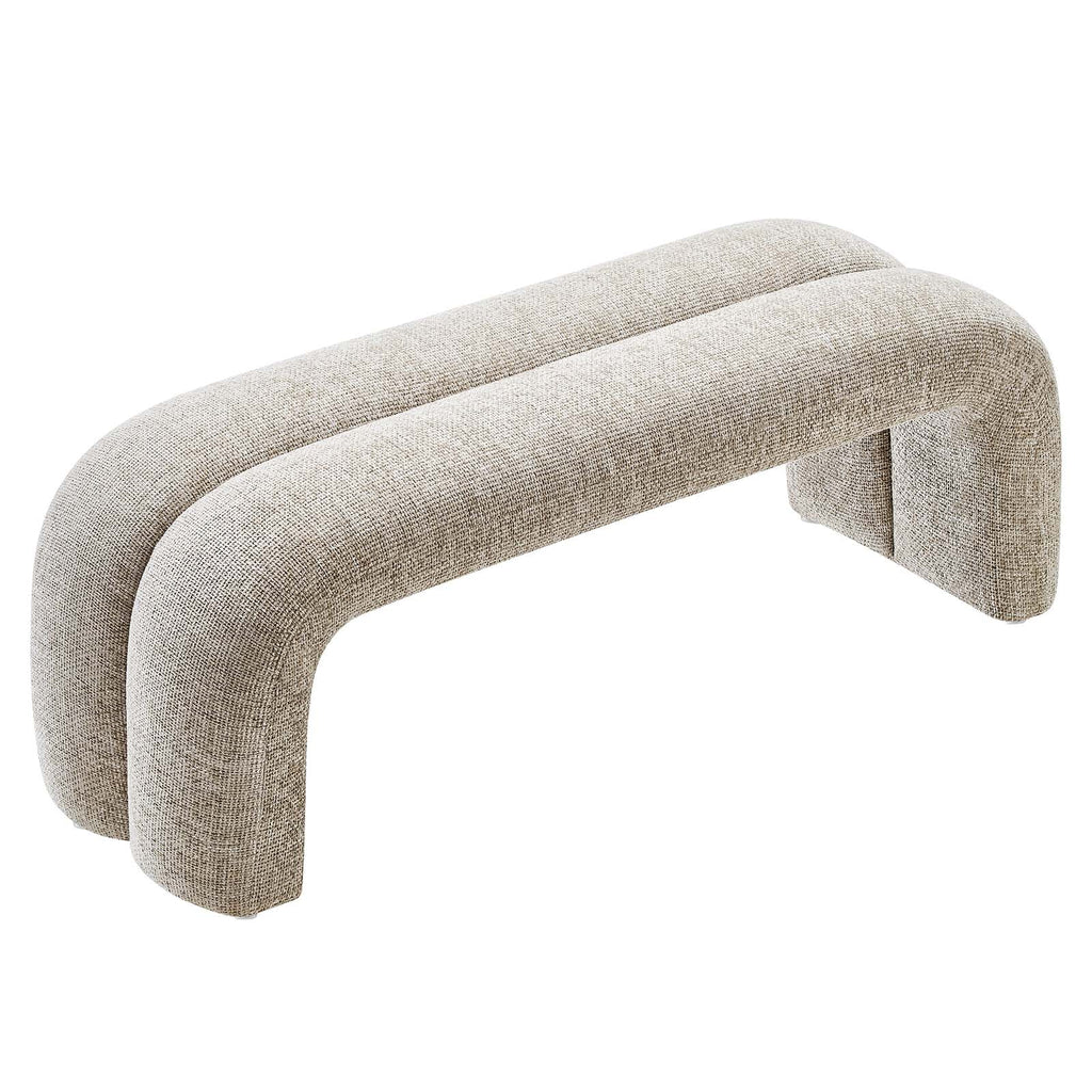 Khaki Chenille Upholstered Accent Bench O20616