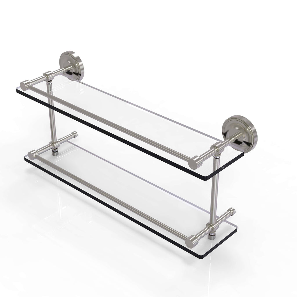 22x22 Double Glass Shelf with Gallery Rail Satin Nickel D634
