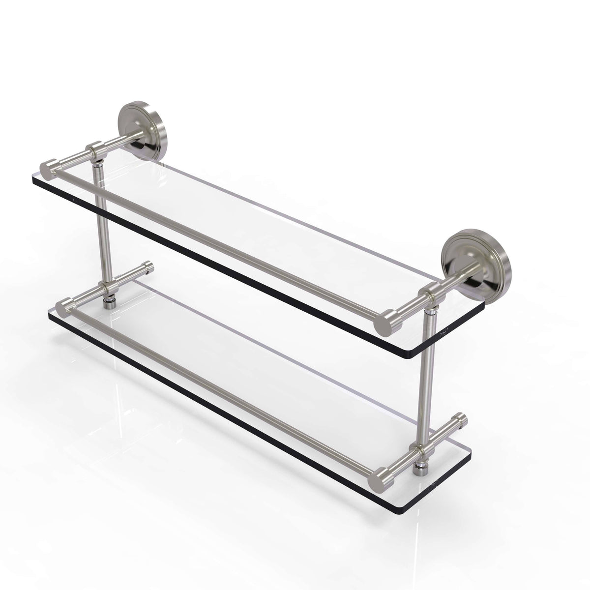 22x22 Double Glass Shelf with Gallery Rail Satin Nickel D634