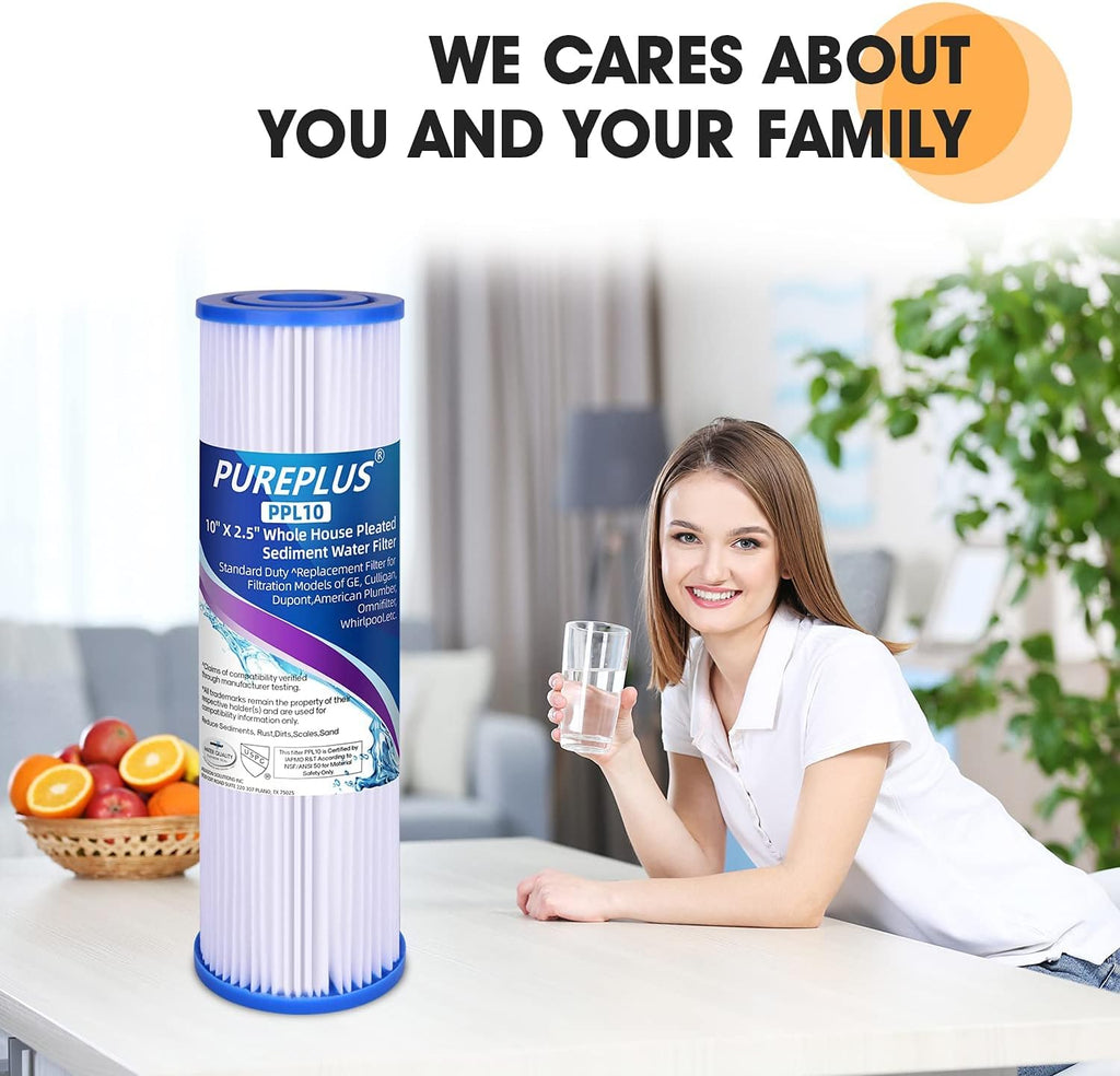 5 Micron 10x2.5 Whole House Pleated Sediment Filter Replacement Cartridge, 4Pack X77077