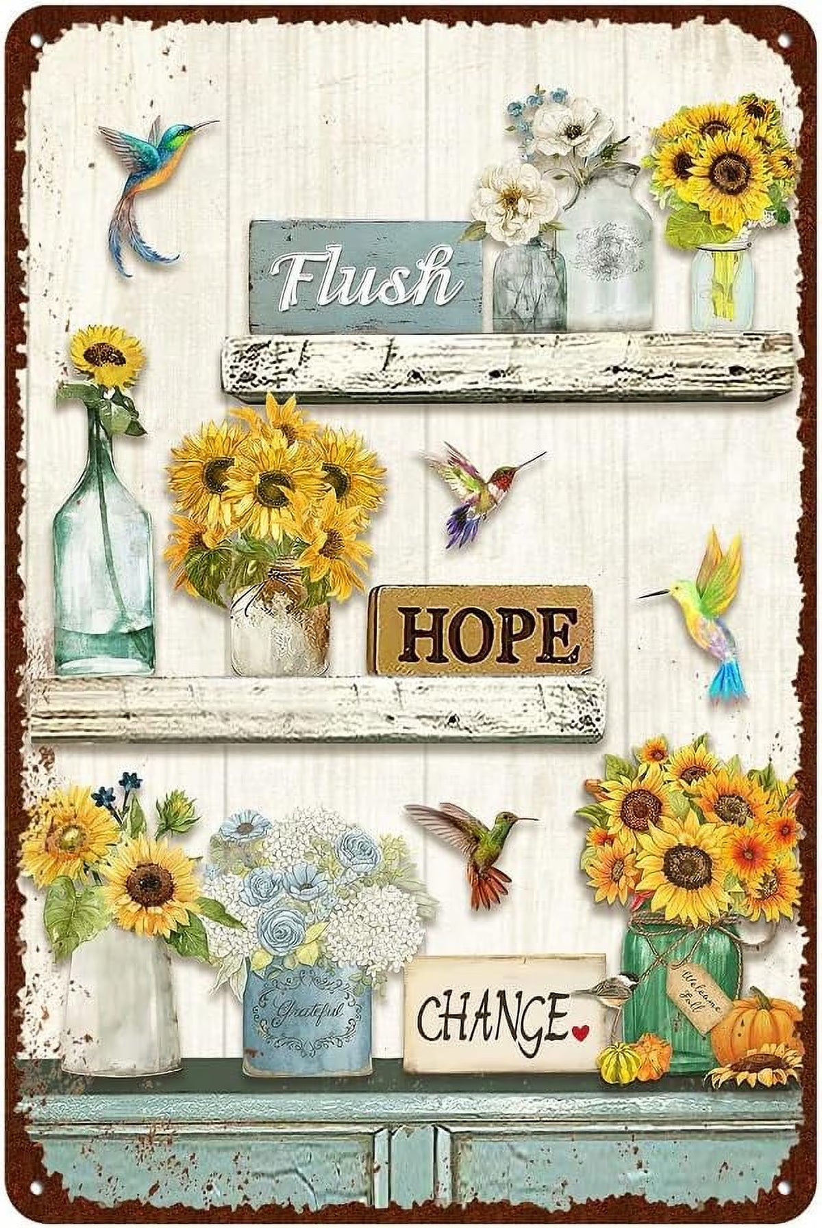 Vintage Farmhouse Bathroom Metal Tin Signs 8X12 Inches I90502
