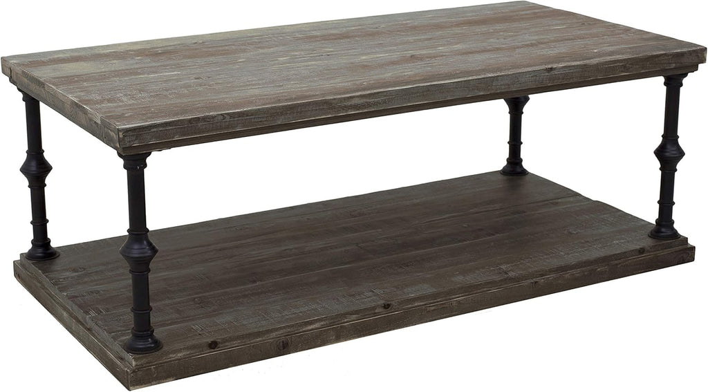 Rustic Open Storage Coffee Table, Grey Pine V185923