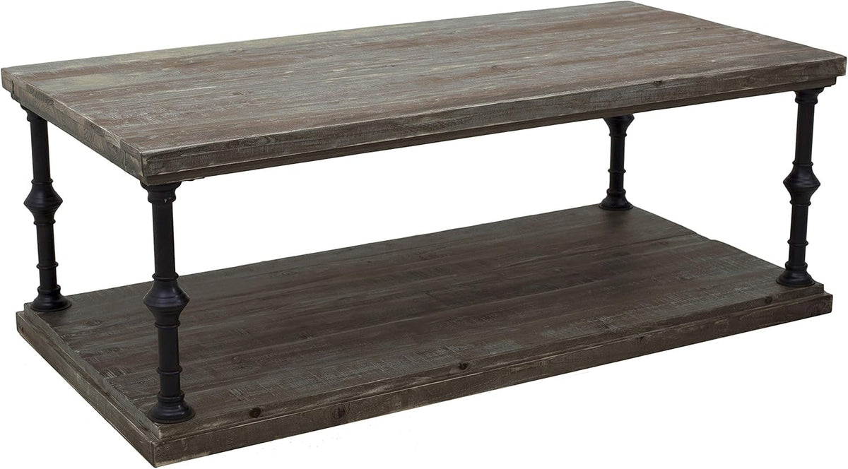 Rustic Open Storage Coffee Table, Grey Pine V185923