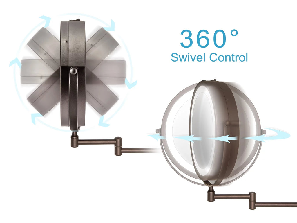 8.75" LED Lighted Wall Mount Mirror with 10x/1x Magnification Y932