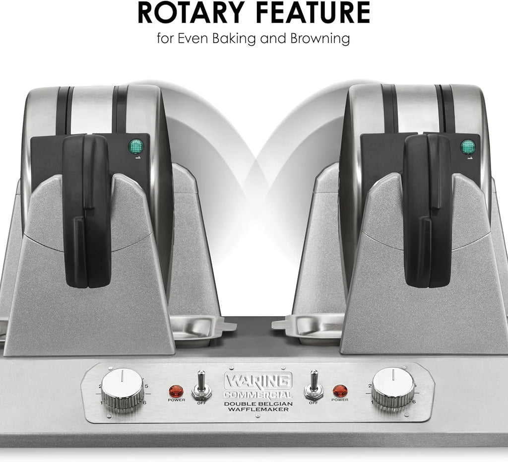 Double Side Belgian Waffle Maker, Non Stick Plates, 75 Waffles Per Hour B360096