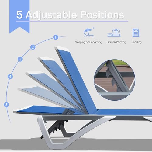 Adjustable Aluminum Outdoor Chaise Lounge with Table H282713