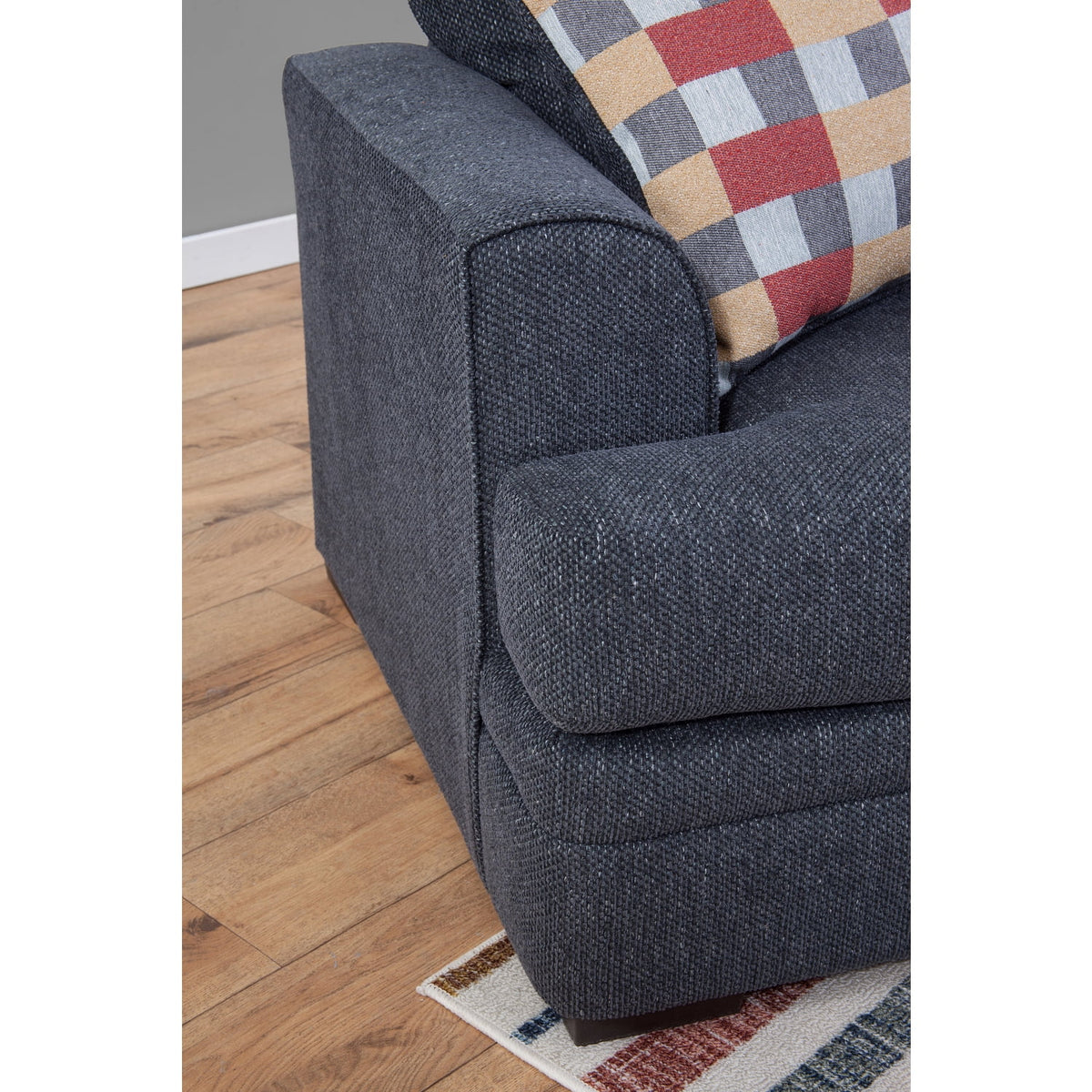 Charcoal Two Piece Sectional Sofa with Three Throw Pillows B79436