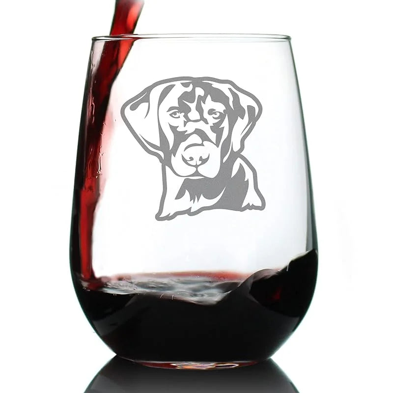 Black Lab Face Stemless Wine Glass E913252