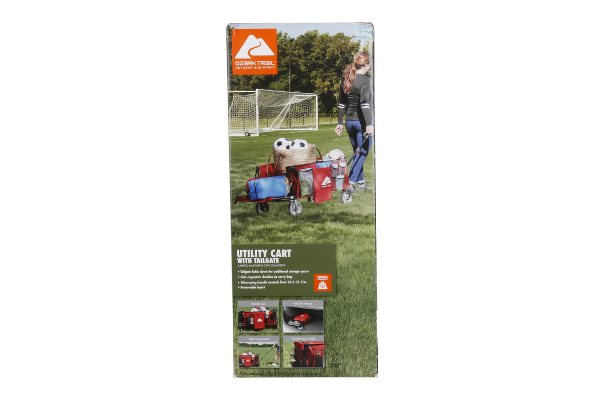 Camping Utility Wagon with Tailgate & Extension Handle, Red P668546