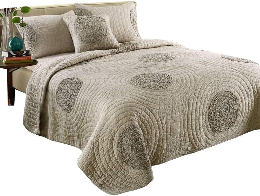 King Taupe Cotton Quilt Set with Shams S2185