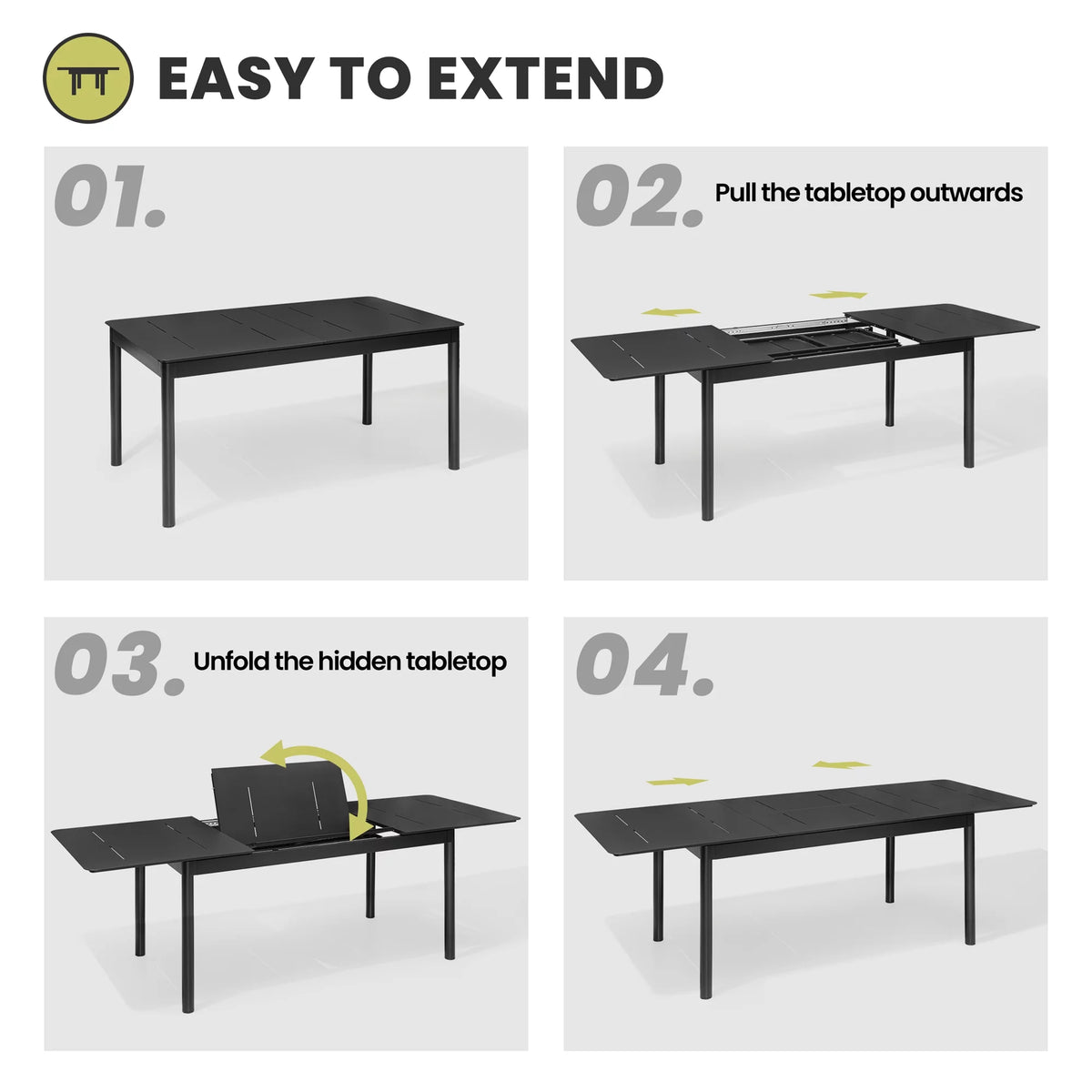 Expandable Aluminum Outdoor Dining Table M1225