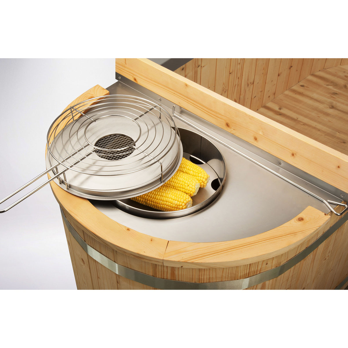 Natural Pine Wood Hot Tub 2 Persons 132 Gallons with Charcoal Stove K16619