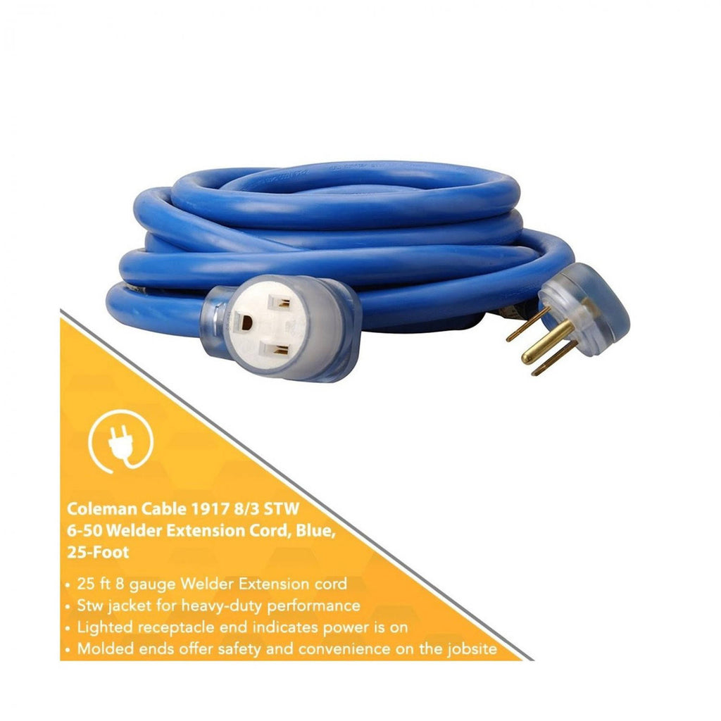 Blue 25ft Welder Extension Cord W9356