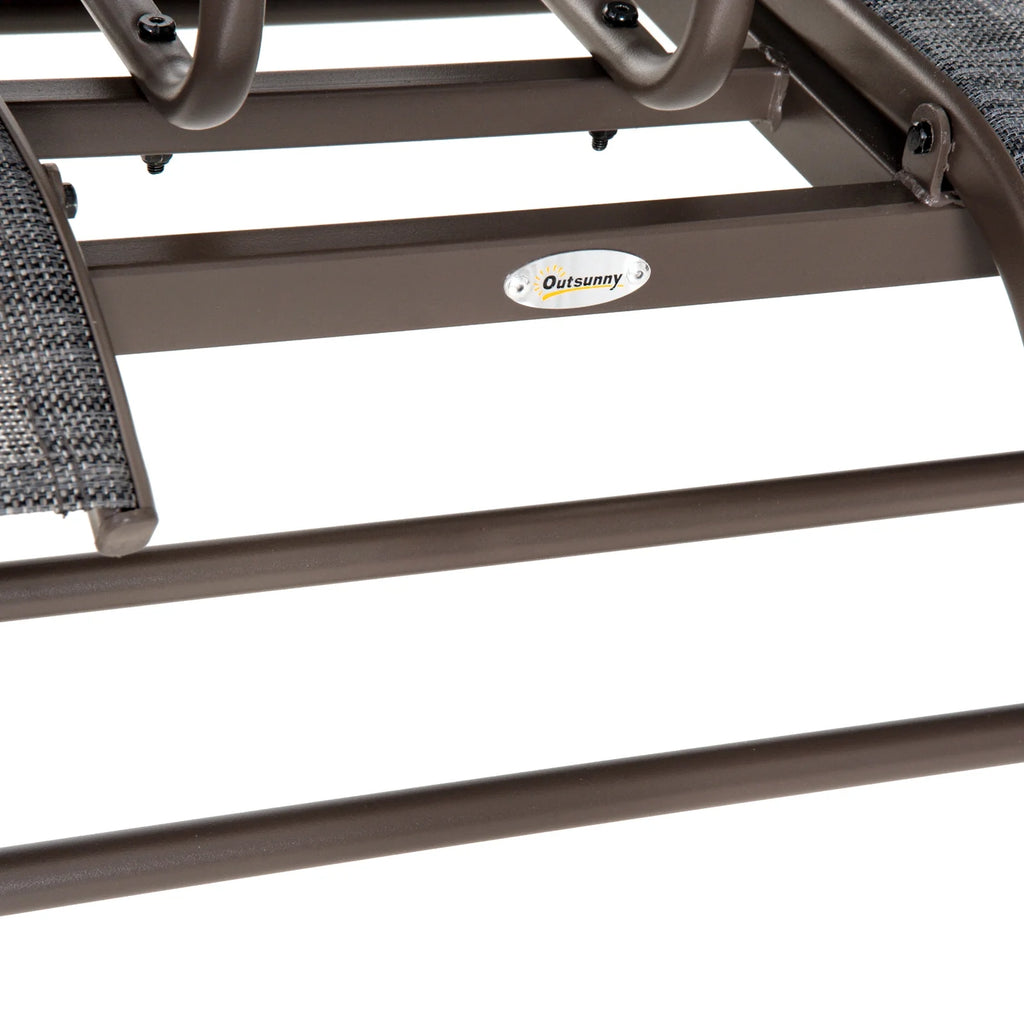 Gray Metal Frame Outdoor Glider Bench with Center Table Q66712