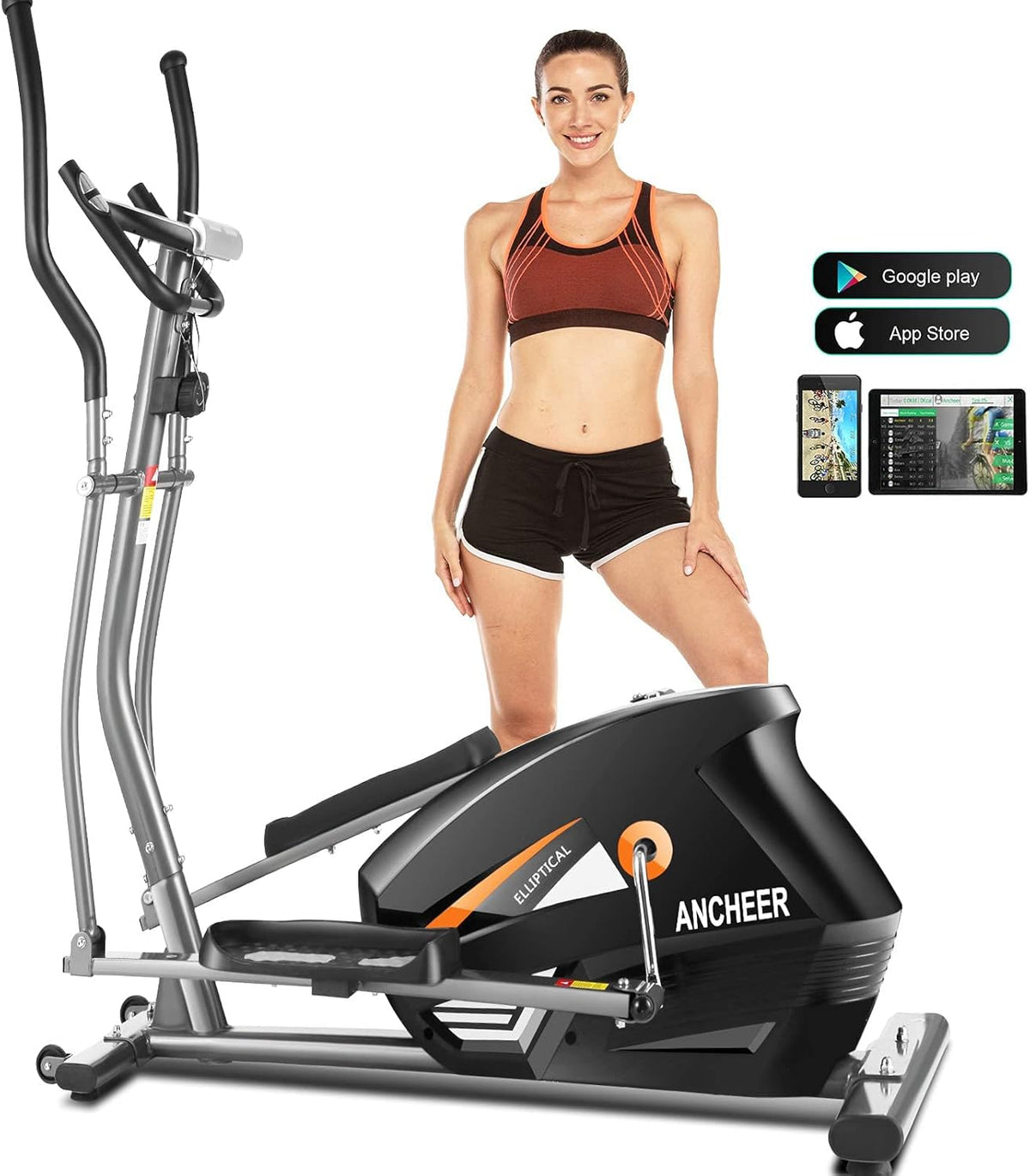 Elliptical Cross Trainer Machine with 10-Level Resistance and LCD Monitor B84389