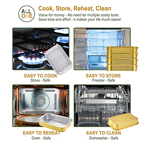 5 Pack Heavy Duty Aluminum Foil Pans with Lids W848431