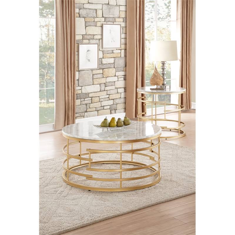 Round Faux Marble Coffee Table O227