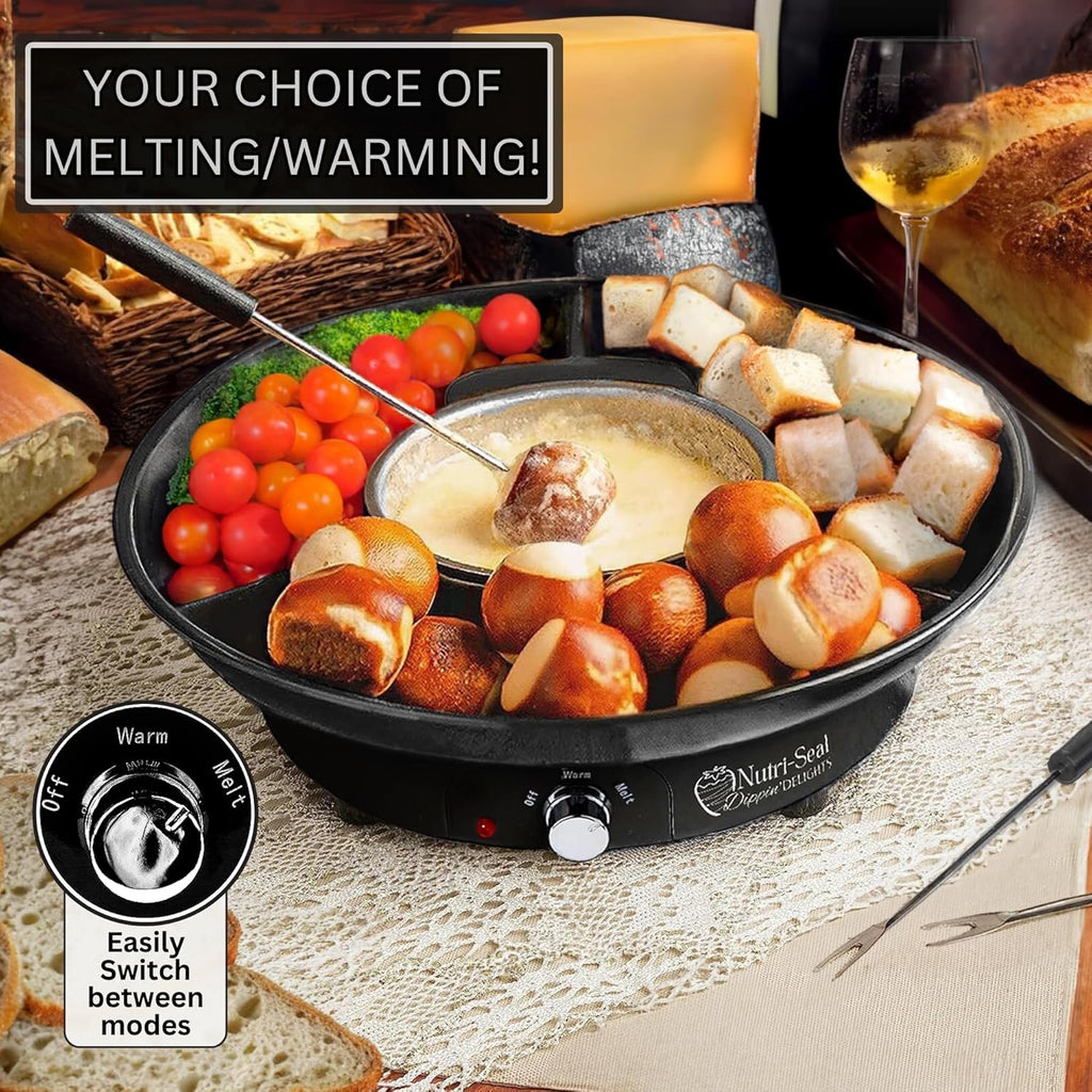 Electric Fondue Pot Set with 4 Roasting Forks M7914