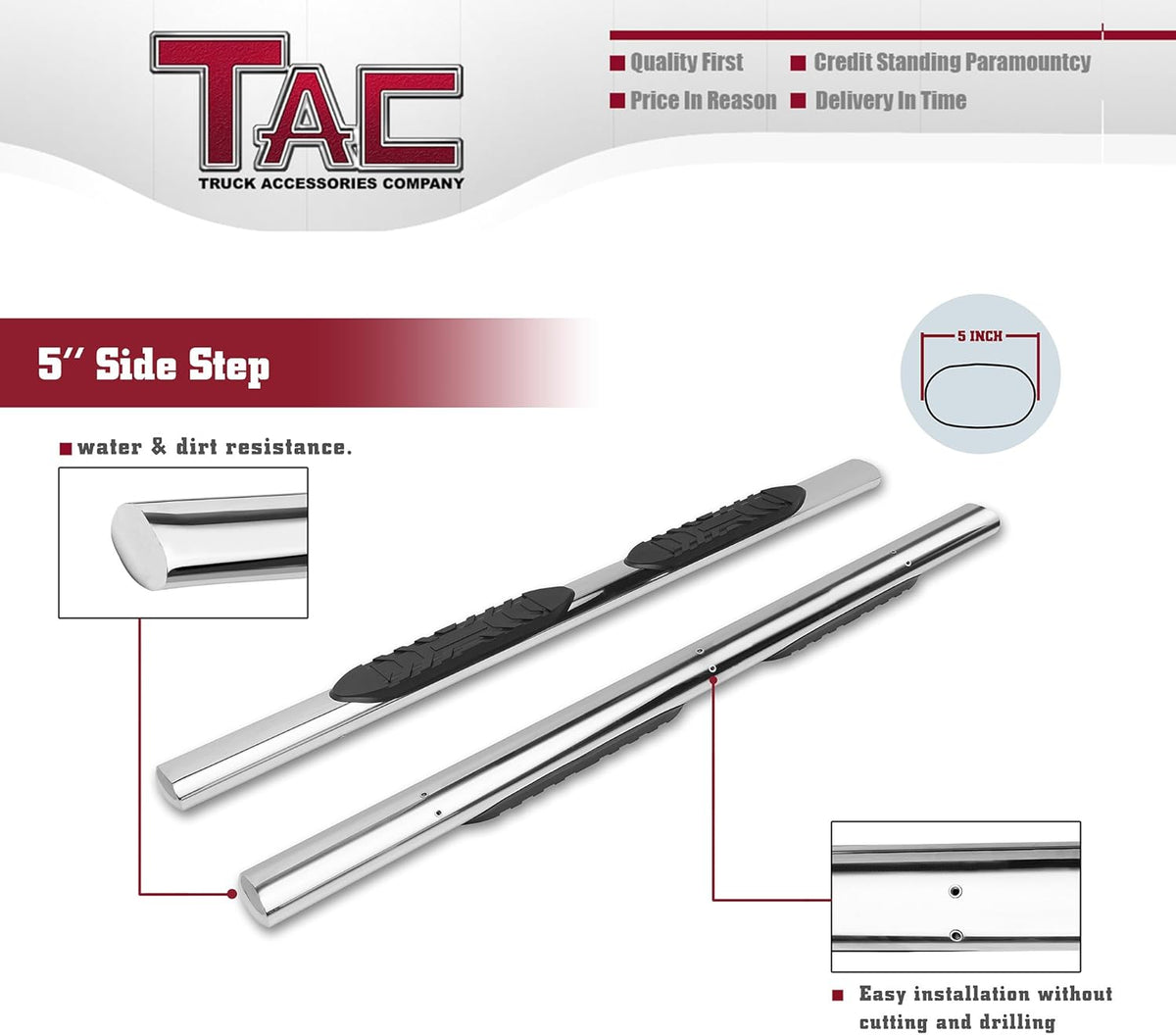 Stainless Steel Side Steps Running Boards 2Pcs Z91060