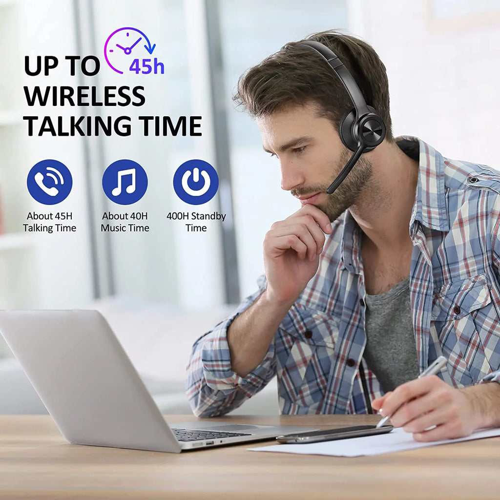 Bluetooth Headset V5.2 Wireless Headphones with Noise Cancelling Microphone H7104