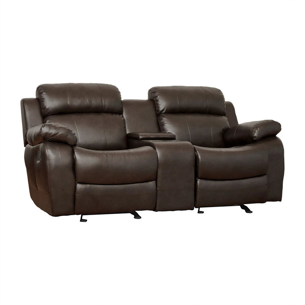 Brown Faux Leather 2-Piece Reclining Sofa Set J25533