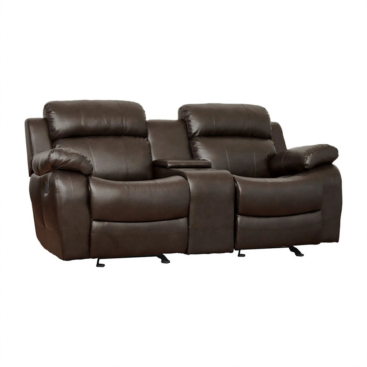 Brown Faux Leather 2-Piece Reclining Sofa Set J25533