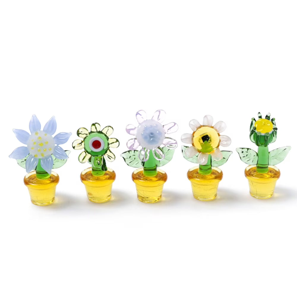 Handmade Blown Glass Cactus Figurines Desk Decorations G61239