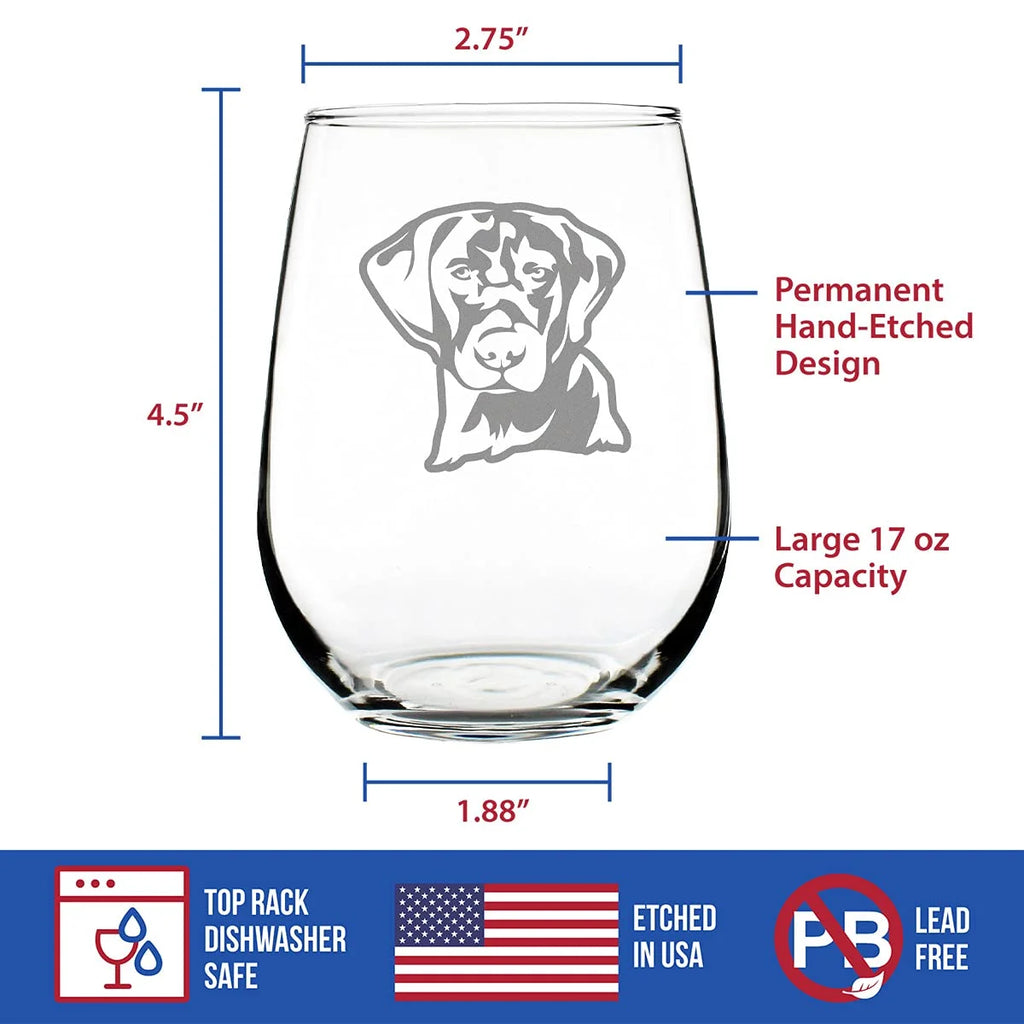 Black Lab Face Stemless Wine Glass E913252